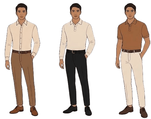 Gentlemen attire inspiration in cream, beige, and brown
